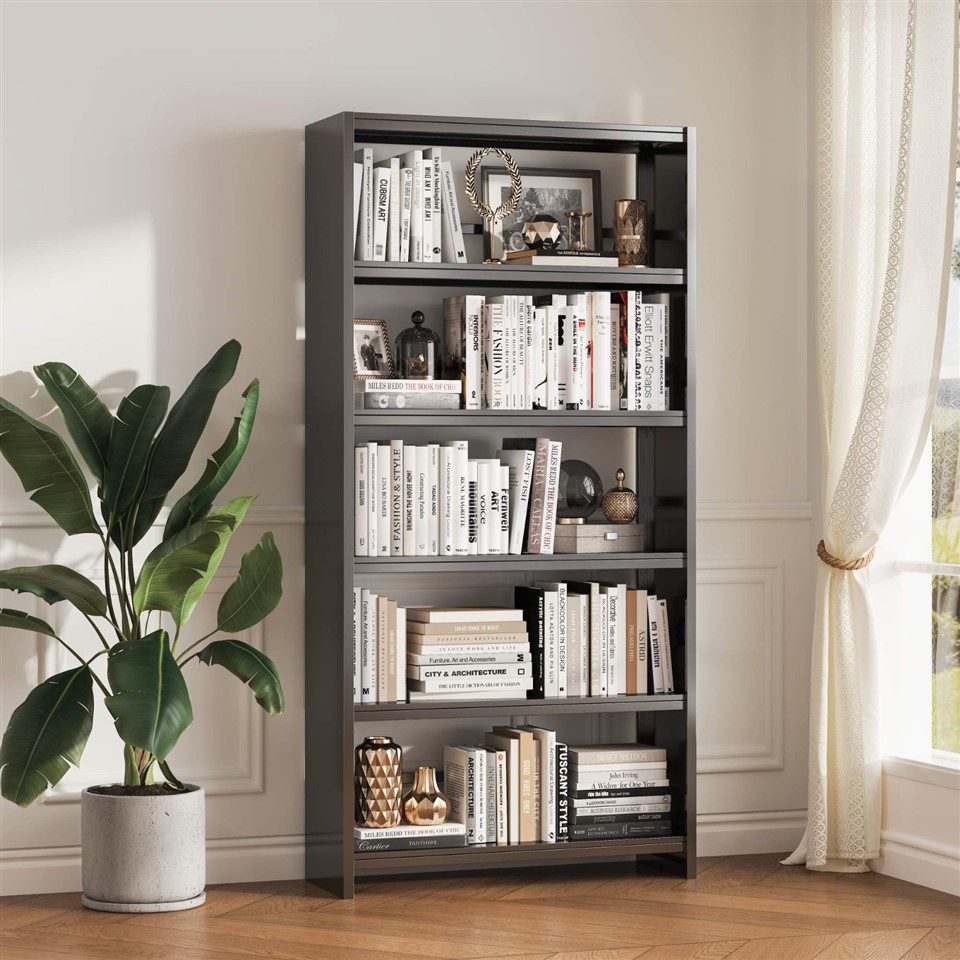 The Metal Black Bookshelf features a bookend design, effectively preventing books from sliding and keeping the bookshelf neat and organized. manufacturers